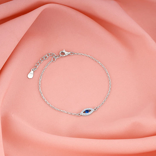 Silver Evil Eye Blue Bracelet