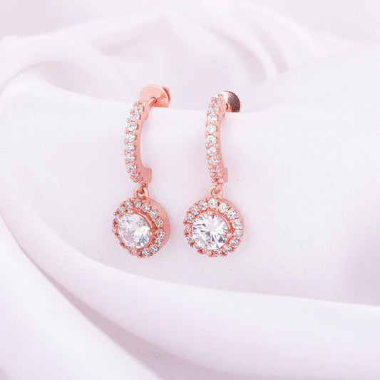 Rose Gold Zircon Drizzle Drop Earrings