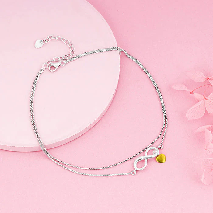 Silver Forever Heart Anklet