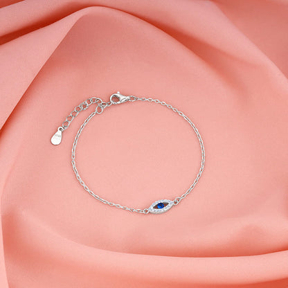 Silver Evil Eye Blue Bracelet
