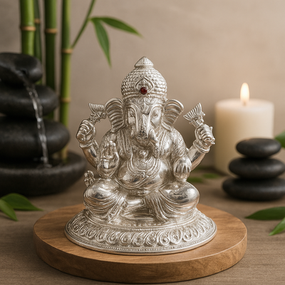Light in weight, divine in presence – Silver Hollow Ganpati