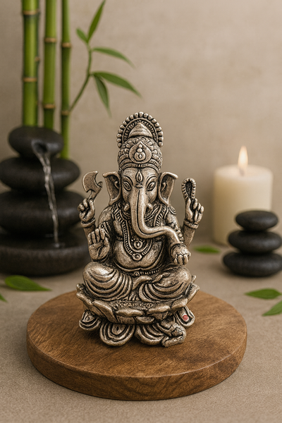 Divinity with an antique charm – Oxidized Silver Ganpati Murti