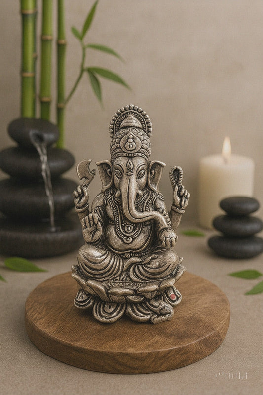 Divinity with an antique charm – Oxidized Silver Ganpati Murti